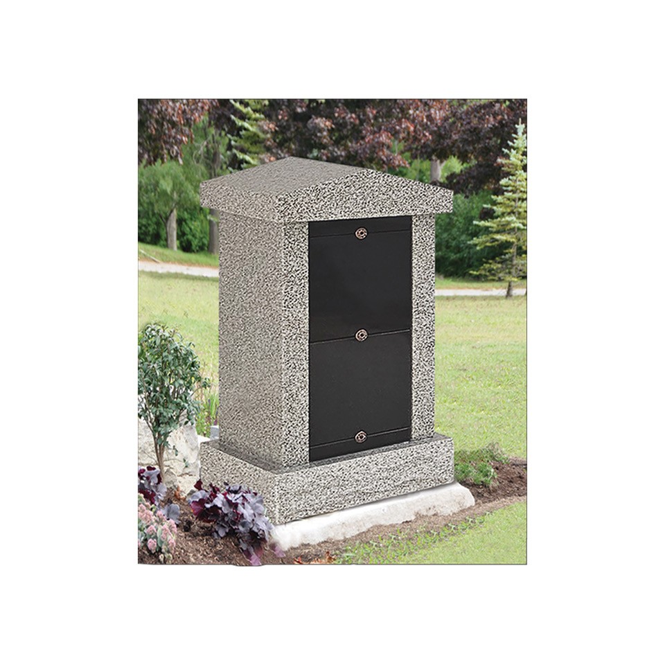 Doric Cadmus two niche peaked top columbarium with black niche fronts